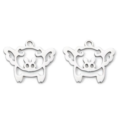 Pendentifs d'animaux en acier inoxydable , Acier inoxydable 304, cochon, Placage, DIY, plus de couleurs à choisir Vendu par PC
