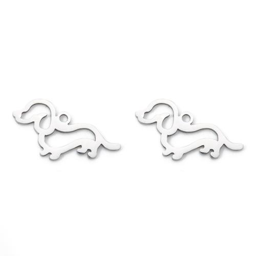 Pendentifs d'animaux en acier inoxydable , Acier inoxydable 304, chien, Placage, DIY, plus de couleurs à choisir Vendu par PC