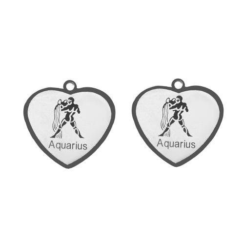 Pendentif en acier inoxydable de constellation, Acier inoxydable 304, coeur, Placage de couleur argentée, DIY, argent Vendu par PC