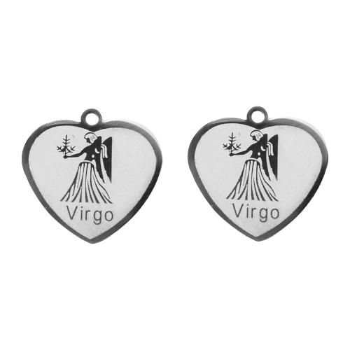 Pendentif en acier inoxydable de constellation, Acier inoxydable 304, coeur, Placage de couleur argentée, DIY, argent Vendu par PC