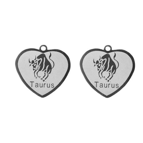 Pendentif en acier inoxydable de constellation, Acier inoxydable 304, coeur, Placage de couleur argentée, DIY, argent Vendu par PC