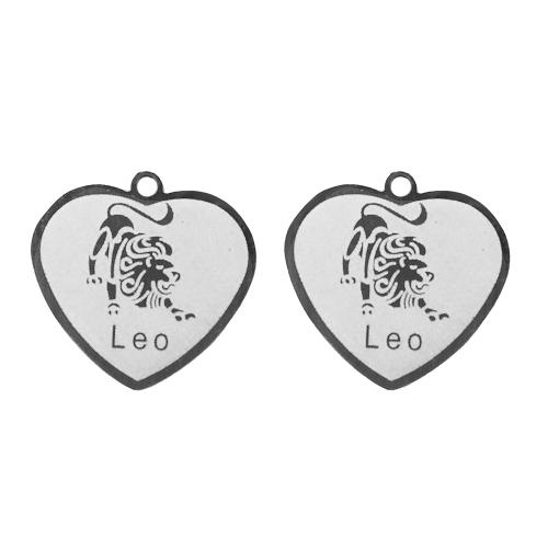 Pendentif en acier inoxydable de constellation, Acier inoxydable 304, coeur, Placage de couleur argentée, argent Vendu par PC
