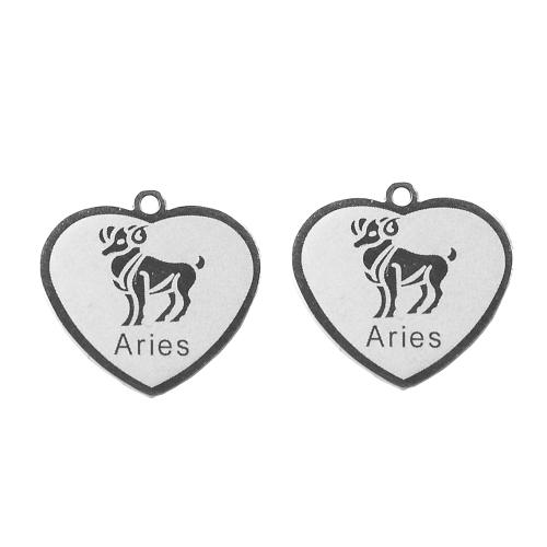 Pendentif en acier inoxydable de constellation, Acier inoxydable 304, coeur, Placage de couleur argentée, DIY, argent Vendu par PC