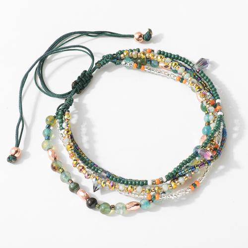 Zinc Alloy Bracelet, with Seedbead & Polyester Cord, handmade, Bohemian style & for woman 
