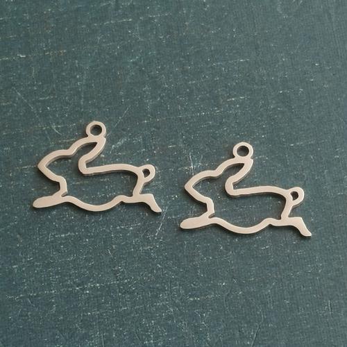Titanium Steel Pendants, Rabbit, plated, DIY 