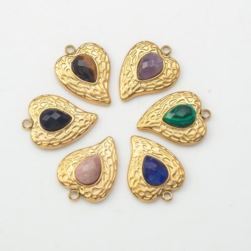 Pendentif bijoux de pierre gemme, avec Acier inoxydable 304, coeur, DIY, plus de couleurs à choisir Vendu par PC