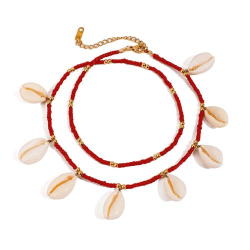 Bracelets en acier inoxydable bijoux, Acier inoxydable 304, avec Seedbead & coquille, bijoux de mode & styles différents pour le choix & pour femme, Vendu par PC