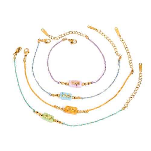 Conjuntos de joyería de acero inoxidable, acero inoxidable 304, con Hilo de algodón & piedracálculo, 18K chapado en oro, diferentes estilos para la opción & para mujer, más colores para la opción, Vendido por UD[