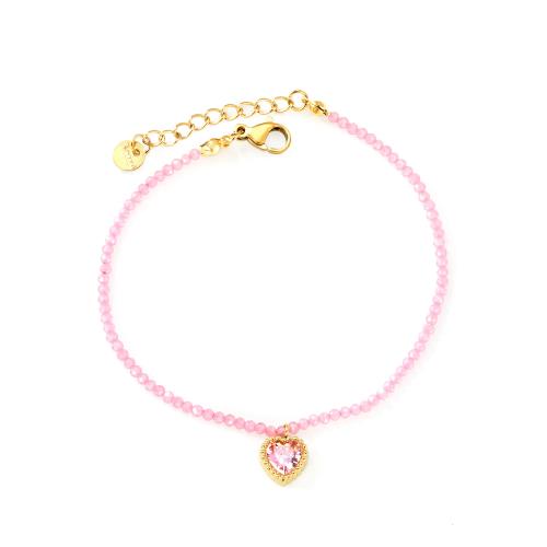 Bracelet en acier inoxydable, Acier inoxydable 304, avec zircon cubique & cristal, Placage de couleur d'or, bijoux de mode & pour femme, plus de couleurs à choisir, Vendu par PC