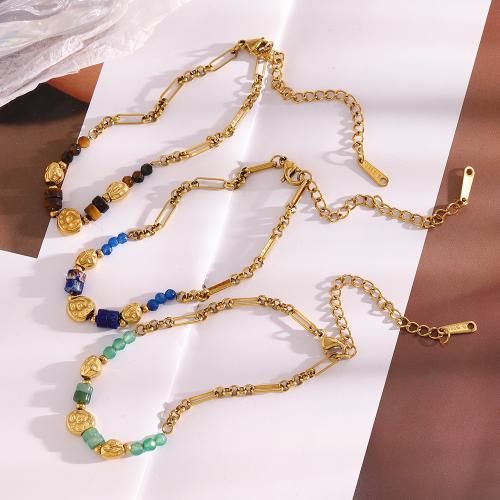 Bracelets en pierres précieuses, acier inoxydable 316L, avec Pierre naturelle, Plaqué or 18K, bijoux de mode & différents matériaux pour le choix & pour femme, Vendu par PC