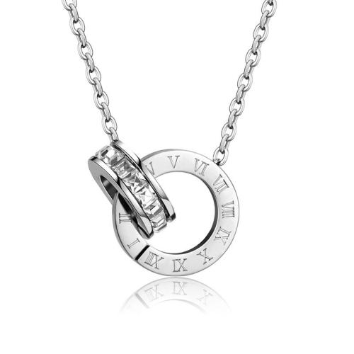 Collier de bijoux de titane, Acier titane, avec 5cm chaînes de rallonge, Placage, pour femme & avec strass & creux, plus de couleurs à choisir Environ 40 cm, Vendu par PC