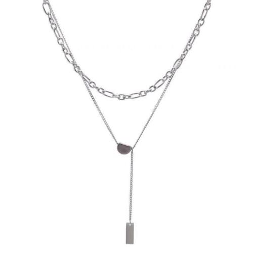 Collier de bijoux de titane, Acier titane, avec 5cm chaînes de rallonge, bijoux de mode & pour femme Environ 45 cm, Vendu par PC