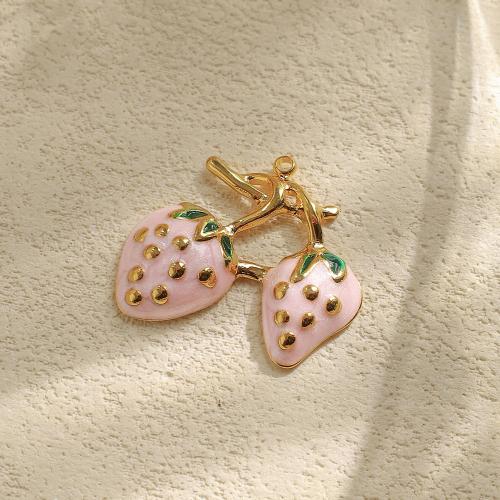 Pendentifs en acier inoxydable, Acier inoxydable 304, fraise, Placage de couleur d'or, DIY & émail, plus de couleurs à choisir, Vendu par PC