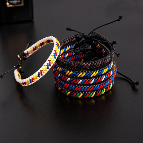 PU Leder Armband, mit Wachsschnur, Modeschmuck & unisex, Zufällige Farbe, Länge:ca. 8 ZollInch, verkauft von PC[