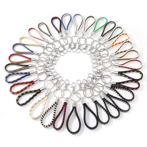 Porte-clés en PU, cuir PU, avec alliage de zinc, bijoux de mode & unisexe, Couleur aléatoire Vendu par PC