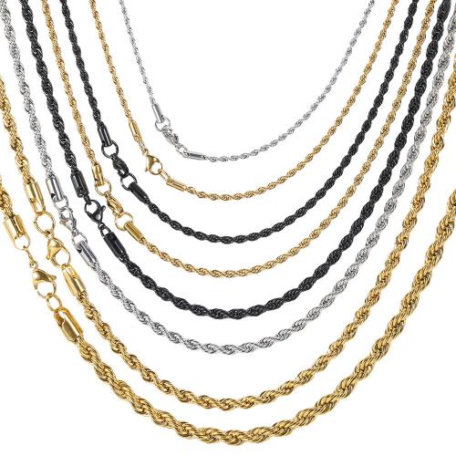Rope Chain en acier inoxydable, Acier inoxydable 304, Placage, chaîne Français corde de Français & normes différentes pour le choix & pour homme, plus de couleurs à choisir, Vendu par PC