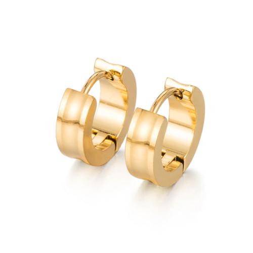 304 Stainless Steel Huggie Hoop Earring, gold color plated & for woman 