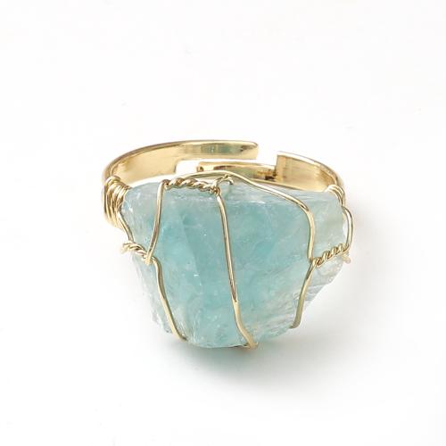 pierre gemme Cuff Bague, avec laiton, Irrégulière, Placage de couleur d'or, différents matériaux pour le choix & unisexe Vendu par PC
