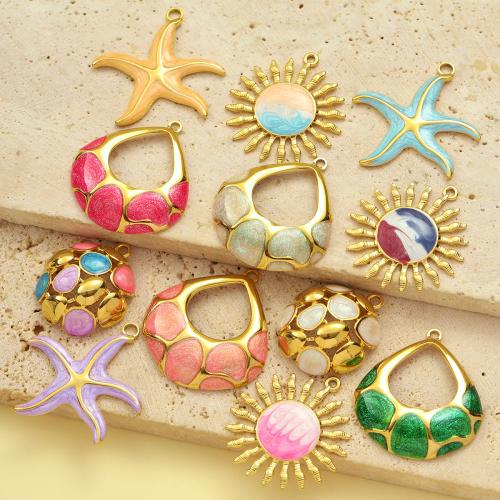Enamel Stainless Steel Pendant, 304 Stainless Steel, gold color plated, DIY 