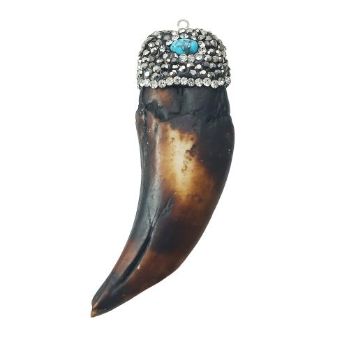 Pendentif os naturel, Ox os, avec Turquoise bleu synthétique & argile, Corne, synthétique, unisexe, brun Vendu par PC