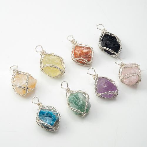 Gemstone Pendantifs en laiton, pierre gemme, avec laiton, DIY, plus de couleurs à choisir Vendu par PC