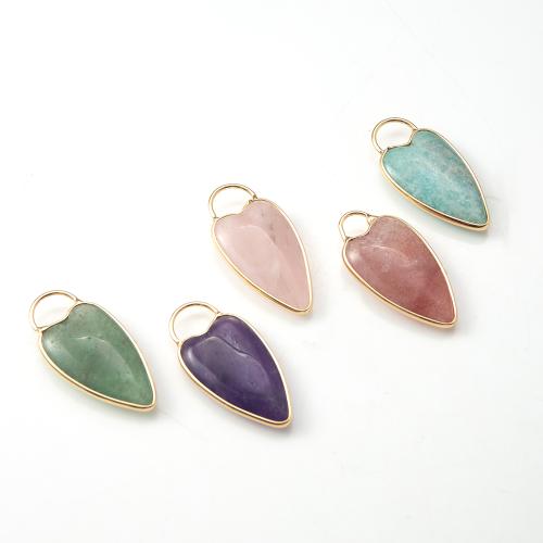 Gemstone Pendantifs en laiton, pierre gemme, avec laiton, DIY, plus de couleurs à choisir Vendu par PC