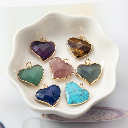 Gemstone Pendantifs en laiton, pierre gemme, avec laiton, coeur, DIY, plus de couleurs à choisir Vendu par PC