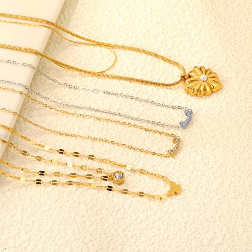 ステンレス鋼のジュエリーネックレス, 304ステンレススチール, メッキ, 異なるスタイルを選択 & 女性用 & ライン石のある, 無色, 売り手 パソコン