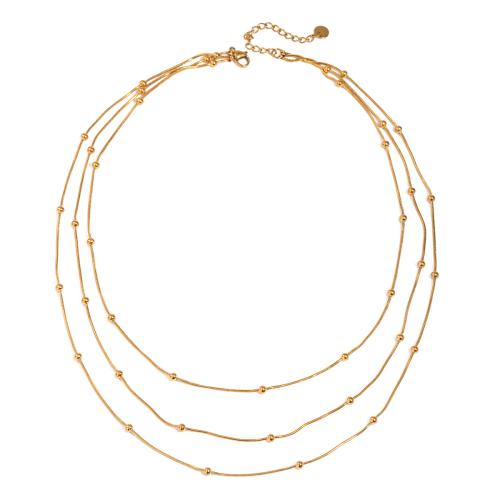 Collier de mode Multi couche, Acier inoxydable 304, Placage, bijoux de mode & styles différents pour le choix & pour femme, doré, Vendu par PC