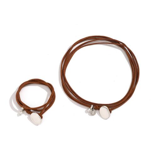 Ensembles-cadeaux bijoux, Velveteen, avec alliage de zinc, Placage, bijoux de mode & multicouche & styles différents pour le choix & pour femme, plus de couleurs à choisir, The length of the necklace is approximately 80cm. The bracelet is approximately 35cm in length, Vendu par PC