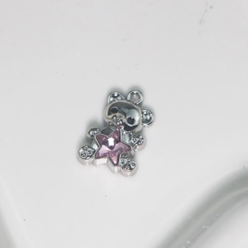 Pendentifs de stras en alliage Zinc, alliage de zinc, ours, DIY & avec strass, plus de couleurs à choisir, 5.3mm, Vendu par PC