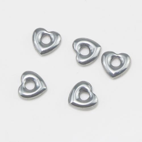 pendentifs de cœur en inox , Acier inoxydable 304, coeur, Placage de couleur argentée, DIY, argent, 3mm, Vendu par PC