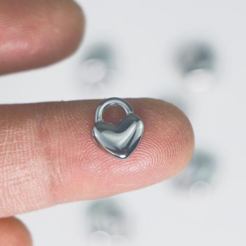 pendentifs de cœur en inox , Acier inoxydable 304, coeur, Placage de couleur argentée, DIY, argent, 3mm, Vendu par PC