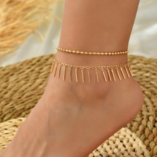 Brass Anklet, with Glass & Plastic & Iron, plated & for woman Approx 8-10 Inch 