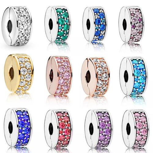 Clip de European en alliage de zinc , Placage, DIY & avec strass, plus de couleurs à choisir, beads length 4-10mm, Vendu par PC[