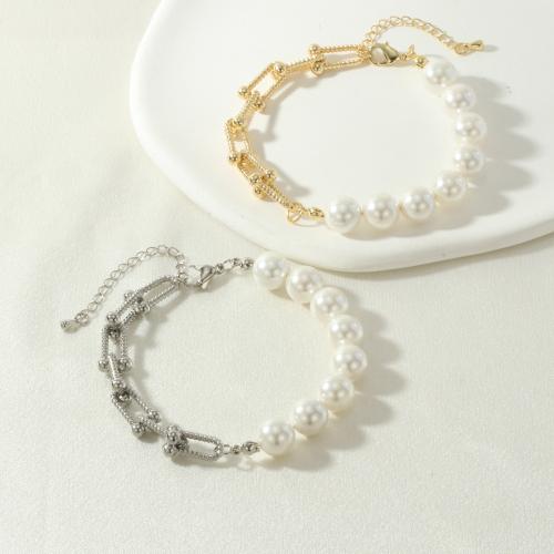 Fashion Zinc Alloy Bracelets, with Shell Pearl, plated, for woman cm 