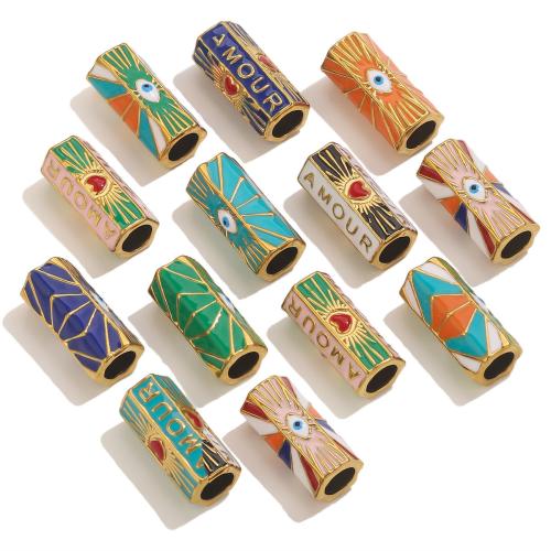 Fashion Evil Eye Beads, 304 Stainless Steel, gold color plated, DIY & enamel 