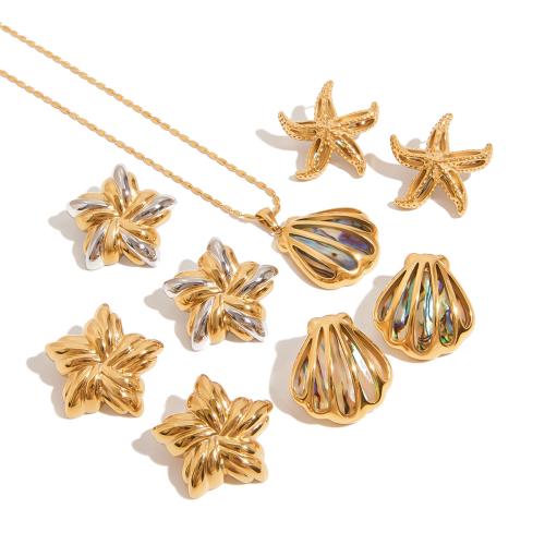 Parures de bijoux en acier inoxydable, Acier inoxydable 304, avec coquille d'ormeau, Placage, bijoux de mode & styles différents pour le choix & pour femme, doré, Vendu par PC[