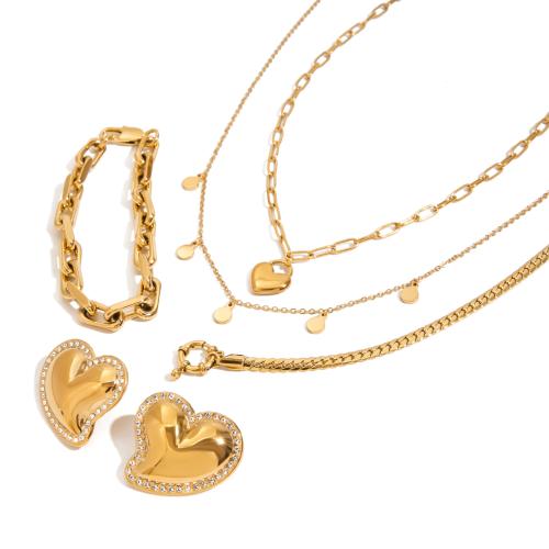 Parures de bijoux en acier inoxydable, Acier inoxydable 304, Placage, bijoux de mode & styles différents pour le choix & pour femme, doré, Vendu par PC[