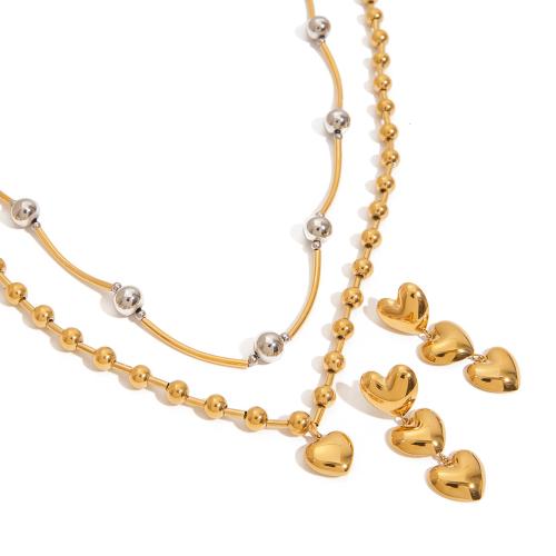 Conjuntos de joyería de acero inoxidable, acero inoxidable 304, chapado, diferentes estilos para la opción & para mujer, dorado, Vendido por UD