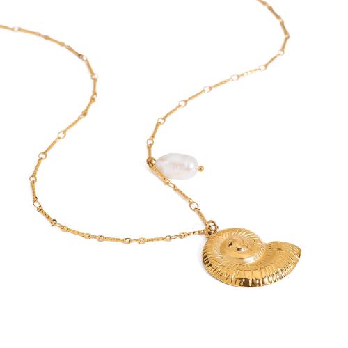 ステンレス鋼のジュエリーネックレス, 304ステンレススチール, とともに プラスチック製パール, 18Kゴールドメッキ, ファッションジュエリー & 女性用, 売り手 パソコン