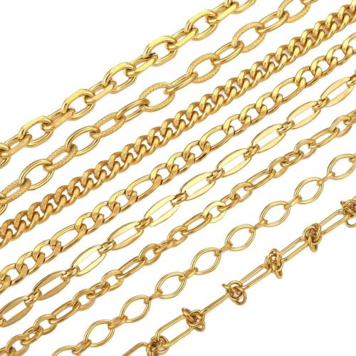 Stainless Steel Chain Jewelry, 304 Stainless Steel, plated, DIY golden 