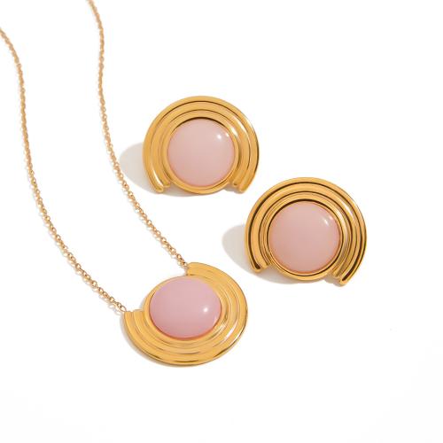 Conjuntos de joyería de acero inoxidable, acero inoxidable 304, con resina, chapado, diferentes estilos para la opción & para mujer, dorado, Vendido por UD