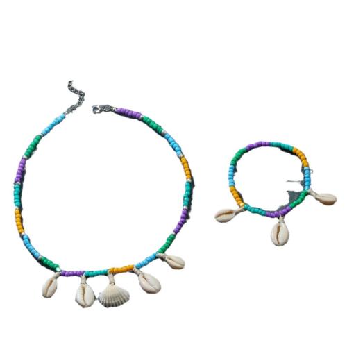 Shell Jewelry Sets, Zinc Alloy, with Seedbead & Shell, fashion jewelry & for woman 