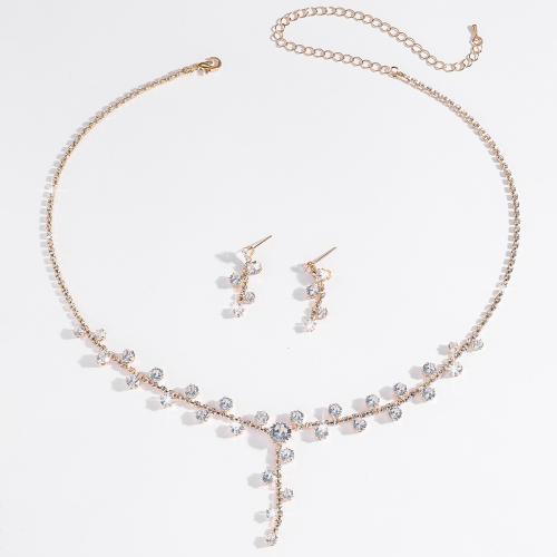 Zirkonia Micro Pave Schmucksets Messing, mit Glas, plattiert, 2 Stück & Modeschmuck & mit Strass, keine, verkauft von setzen[