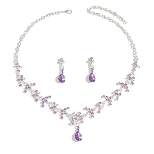 Zinklegierung Mode Schmuckset, mit Glas, plattiert, 2 Stück & Modeschmuck & mit Strass, keine, verkauft von setzen