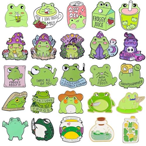 Zinc Alloy Brooch, Frog, stoving varnish, Unisex & enamel, brooch length 20-30mm 