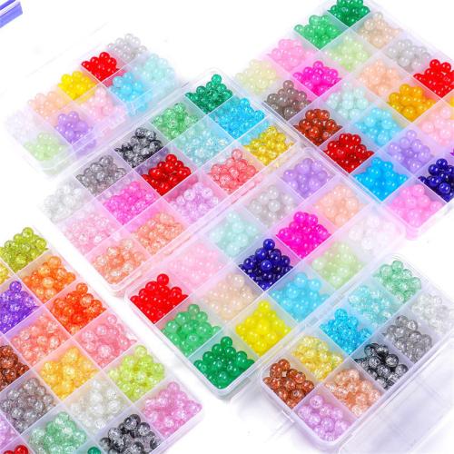 Plaqué Perles de verre, avec Boîte en plastique & alliage de zinc, Rond, DIY & styles différents pour le choix, Vendu par fixé