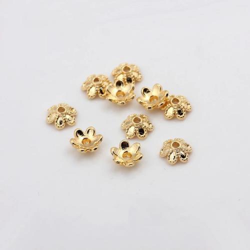 Brass Bead Cap, Flower, plated, DIY [