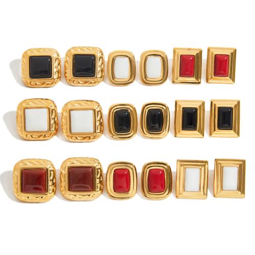 Boucles d'oreilles de Agate , Acier inoxydable 304, avec Agate, Placage de couleur d'or, bijoux de mode & styles différents pour le choix & pour femme, plus de couleurs à choisir, Vendu par paire